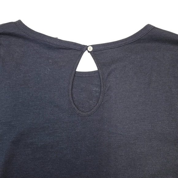 Nautica‎ Womens Top Navy Blue Sleeveless Crew Neck Casual Blouse Keyhole L - Picture 4 of 8